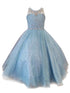 Petite Adele Big Girls Blue Jewel Illusion Neckline Pageant Dress 8-16 - SophiasStyle.com